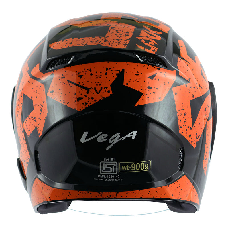 Vega Lark Victor Black Orange Helmet - bikerkart.com