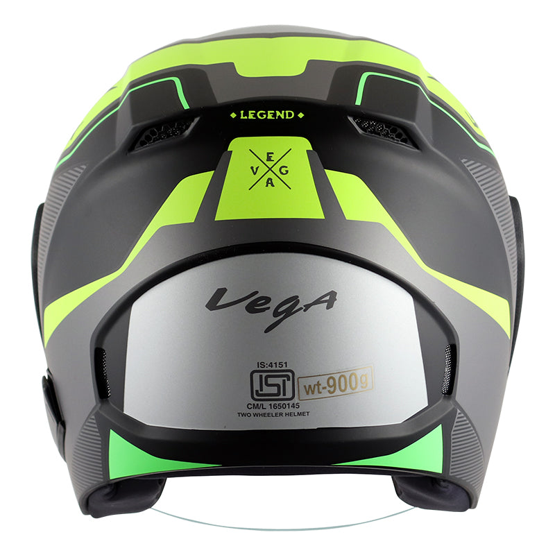 Vega Lark Legend Dull Black Neon Yellow Helmet - bikerkart.com