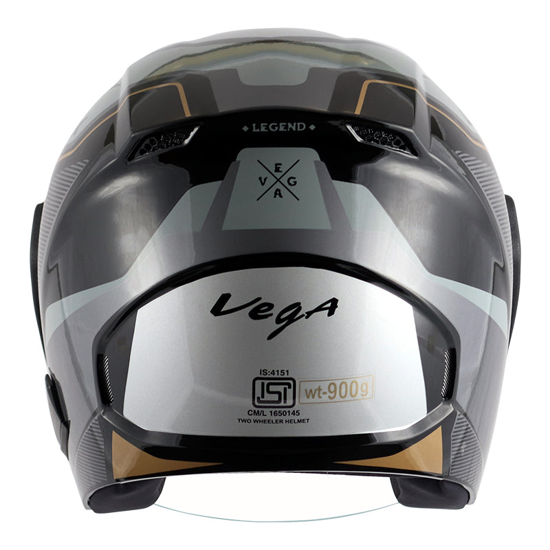 Vega Lark Legend Black Silver Helmet - bikerkart.com