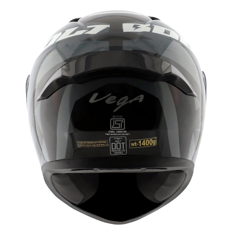 Vega Bolt Macho Black Grey Helmet - bikerkart.com