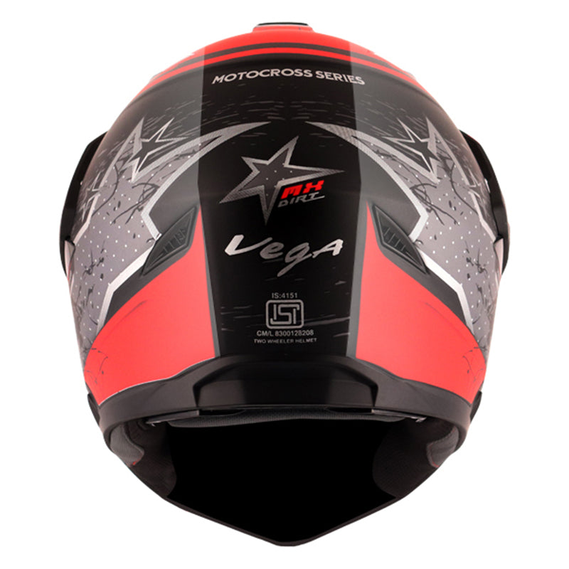 Vega Mount D/V MX Dirt Black Red Helmet - bikerkart.com