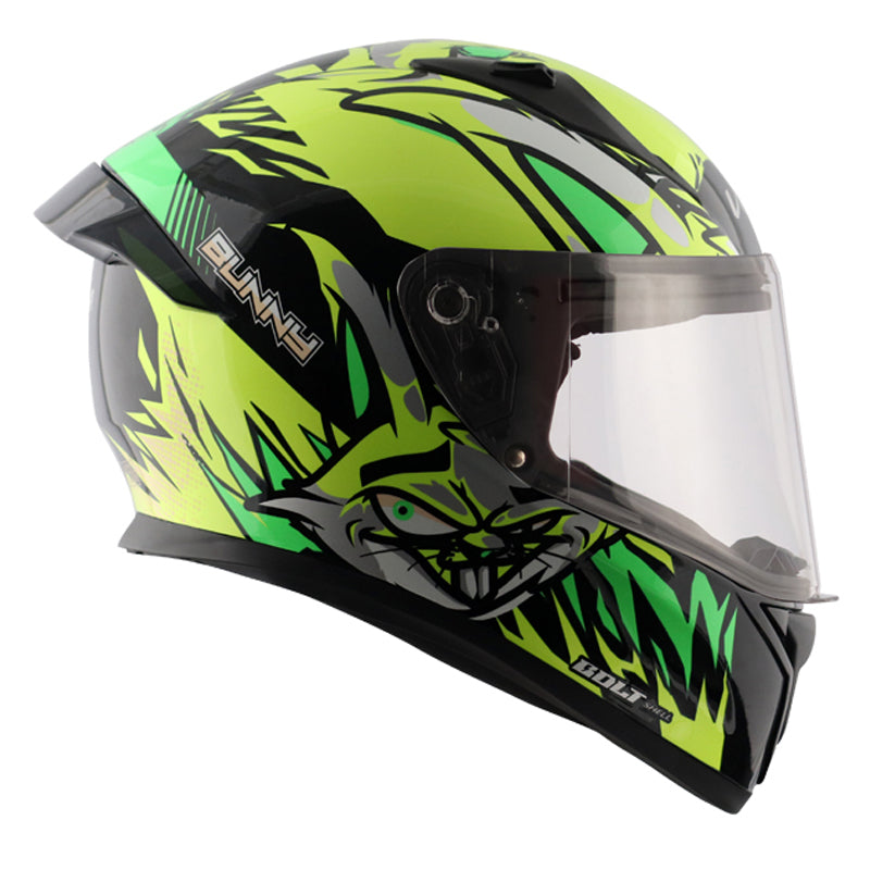Vega Bolt Bunny Black Neon Yellow Helmet - bikerkart.com