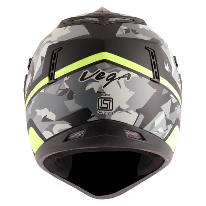 Vega Off Road D/V Camo Dull Black Yellow Helmet - bikerkart.com