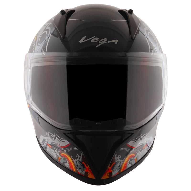 Vega Bolt Octopus Black Orange Helmet - bikerkart.com