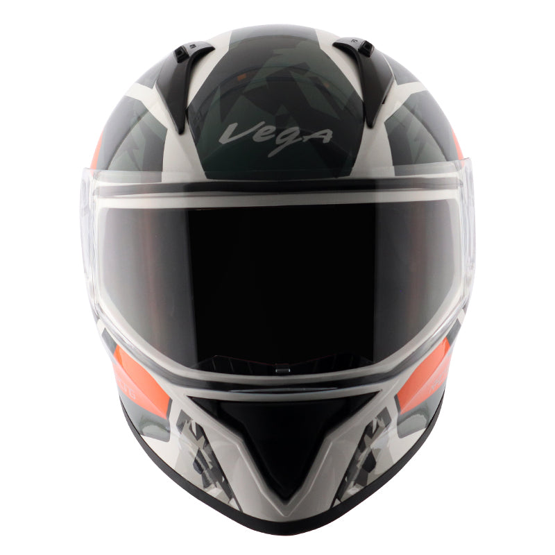 Vega Bolt Rapid White Orange Helmet - bikerkart.com