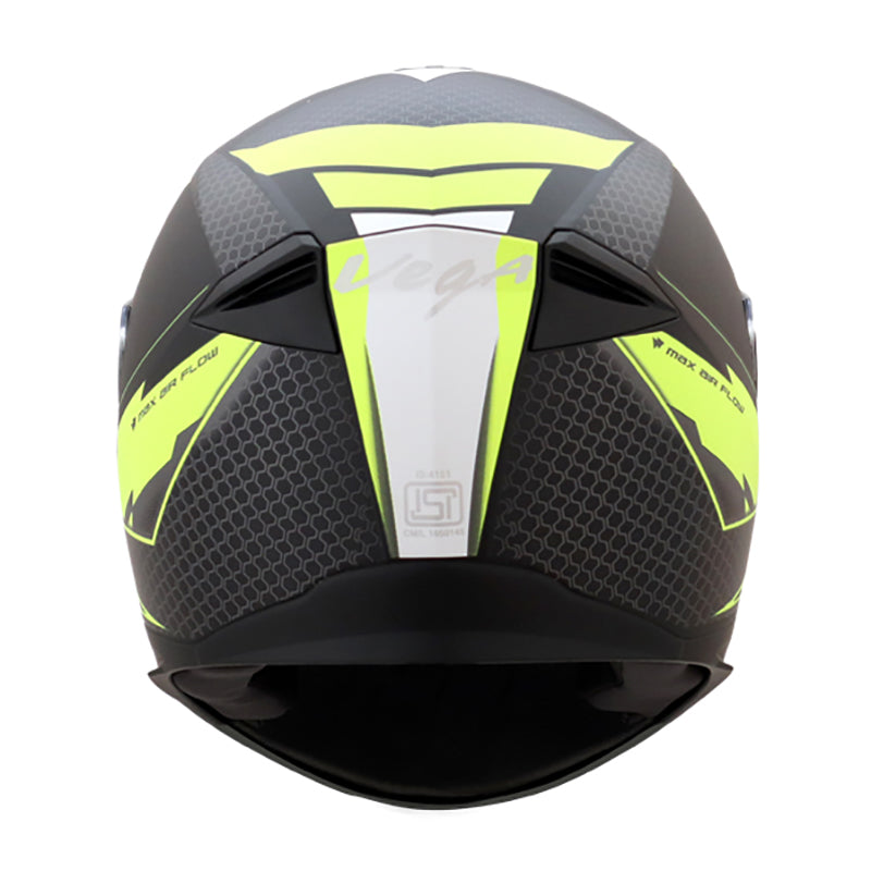 Vega Ryker D/V Bolder Dull Black Neon Yellow Helmet - bikerkart.com
