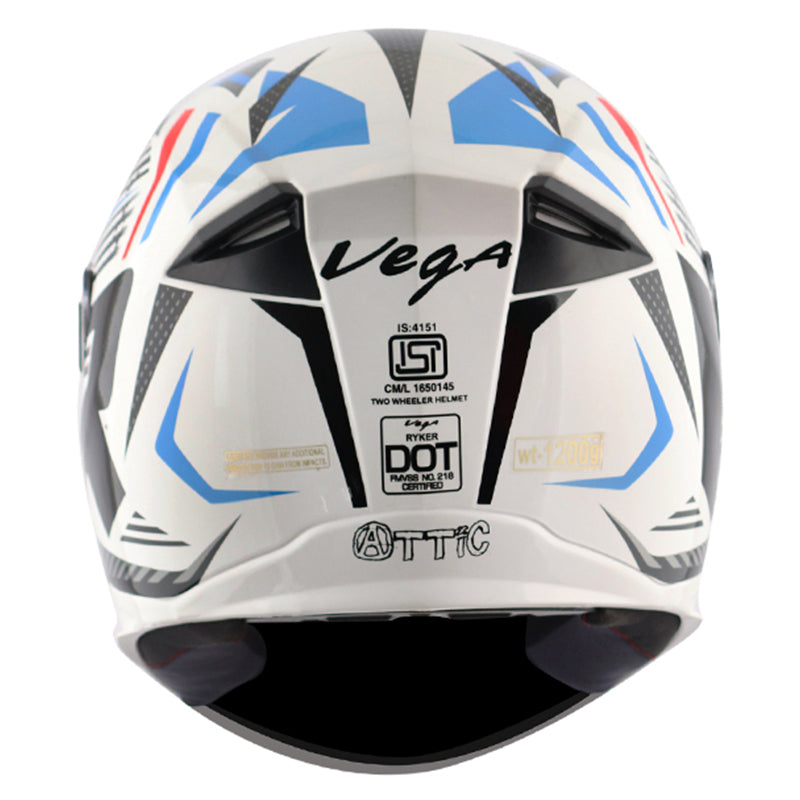 Vega Ryker D/V Attic White Blue Helmet - bikerkart.com