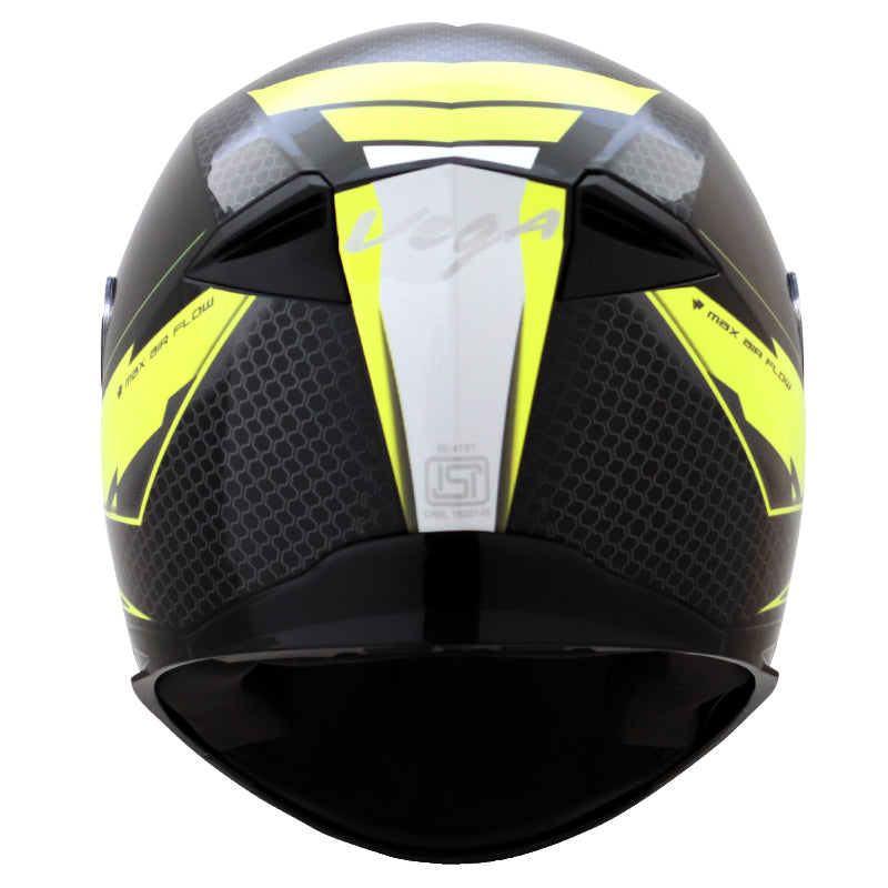 Vega Ryker D/V Bolder Black Neon Yellow Helmet - bikerkart.com