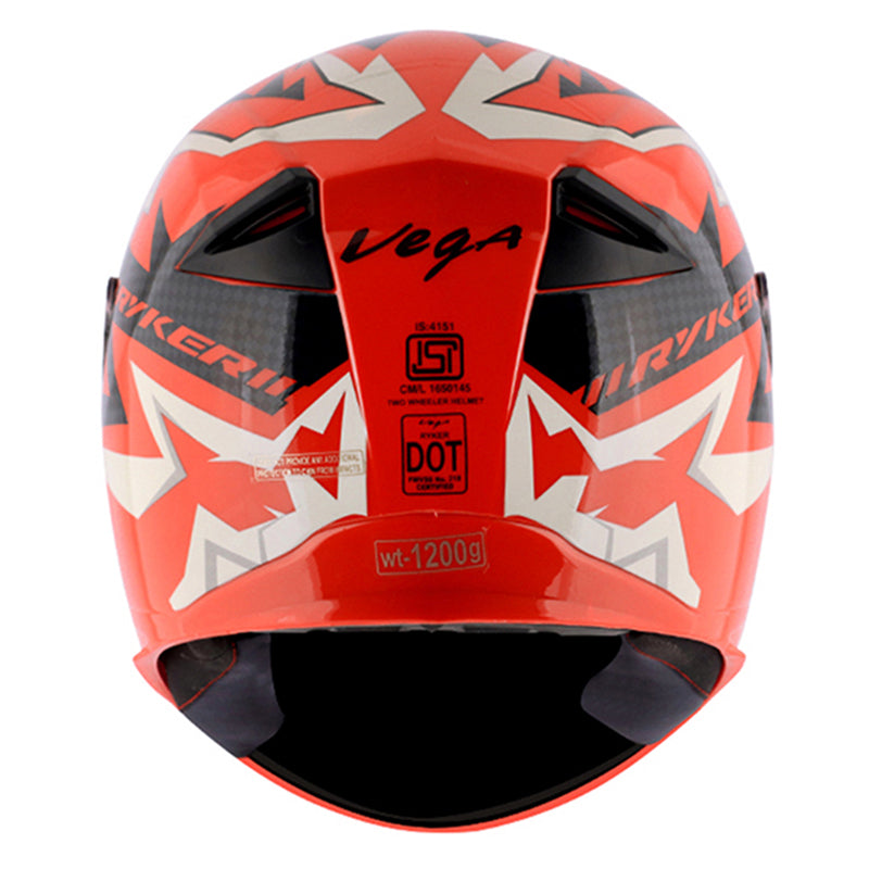 Vega Ryker D/V Elite Orange White Helmet - bikerkart.com