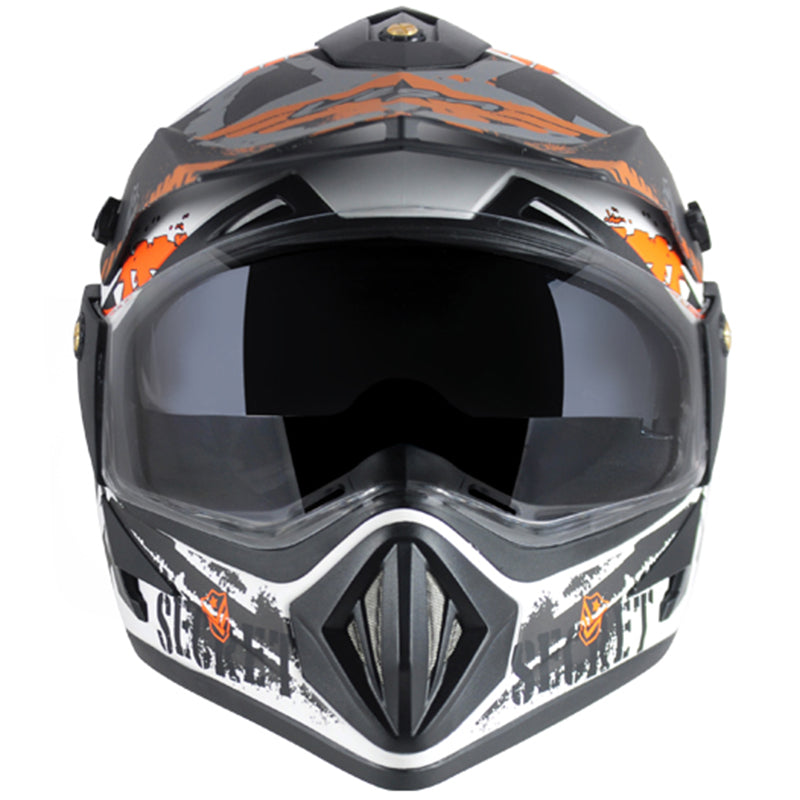 Vega Off Road D/V Secret Dull White Black Helmet - bikerkart.com