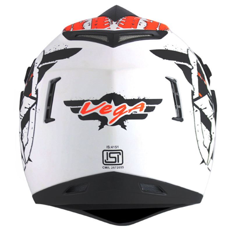 Vega Off Road D/V Secret Dull White Black Helmet - bikerkart.com