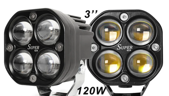 Super IMPORTED 4x4 Car/Bike LED FOG LIGHT ORIGINAL Super Bright Spot Flood Beam Driving Lamp for Motorcycle, Cars, Bikes & SUV (120W (2 * 60W), White Light, 2 PCS) - bikerkart.com