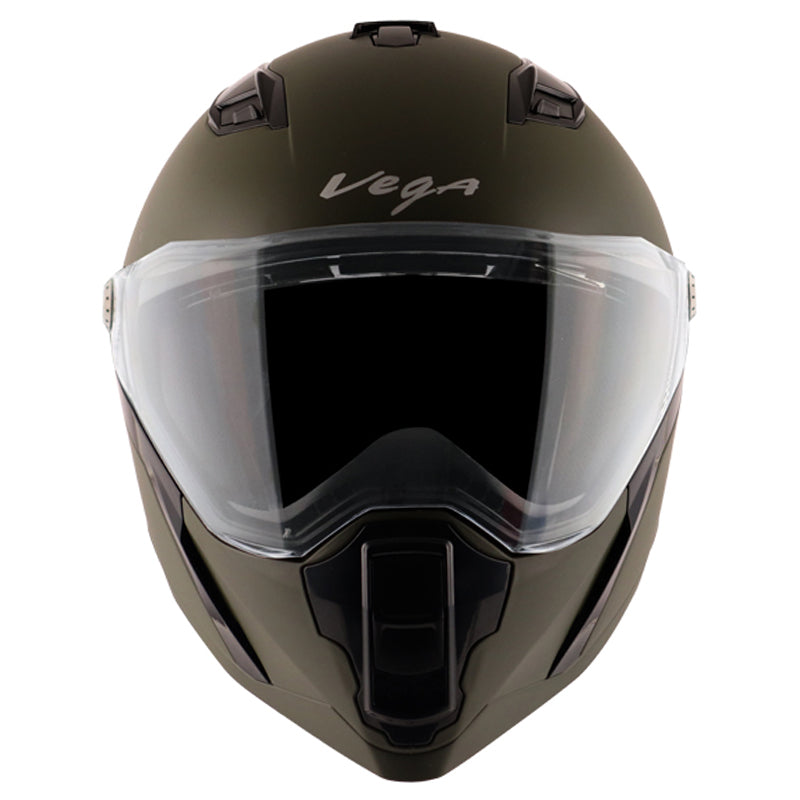 Vega Storm Dull Battle Green Helmet - bikerkart.com