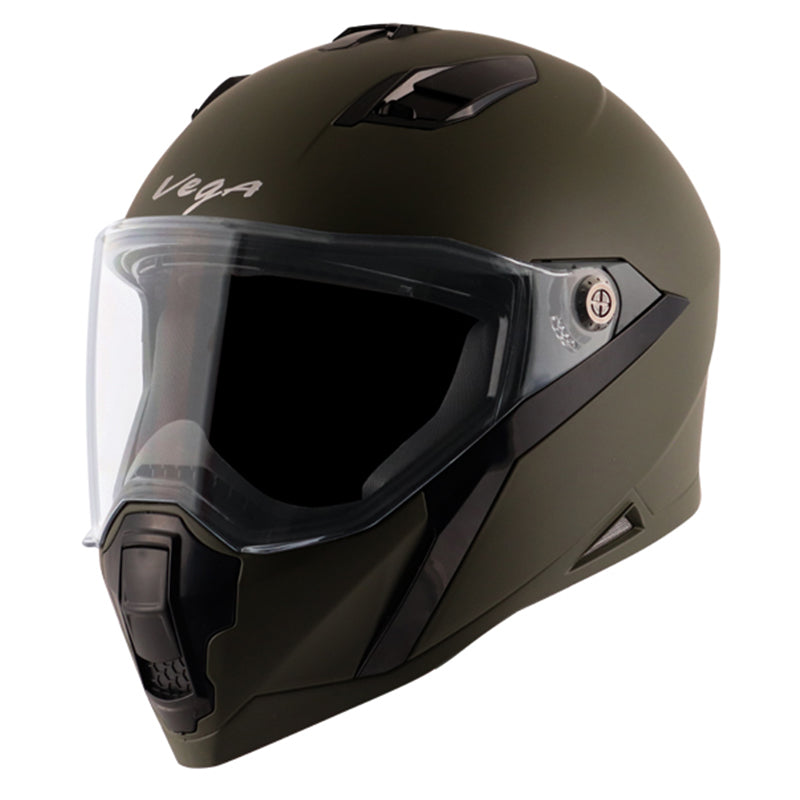 Vega Storm Dull Battle Green Helmet - bikerkart.com