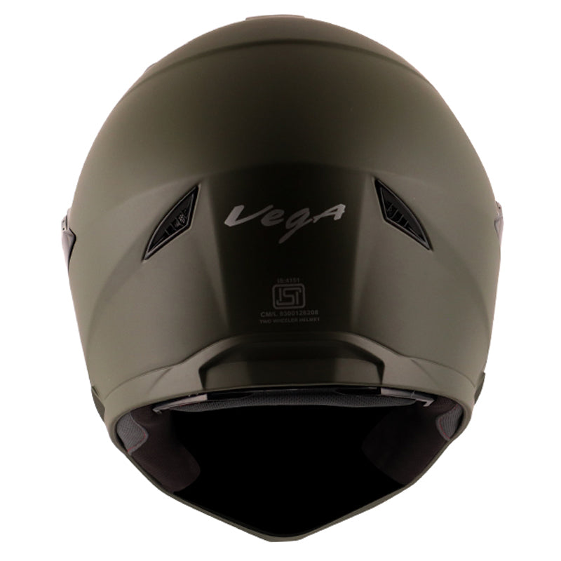 Vega Storm Dull Battle Green Helmet - bikerkart.com
