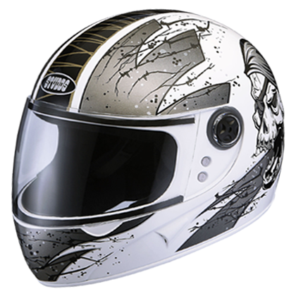 Studds Chrome D3 Decor White N4 Helmet - bikerkart.com