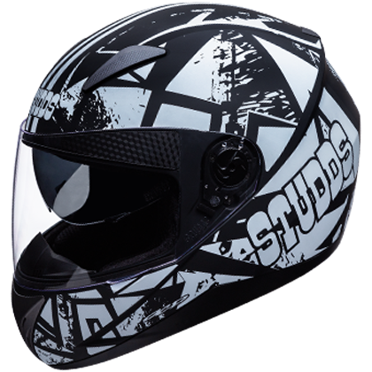Studds SHIFTER D4 Decor Matt Black N6 White - bikerkart.com