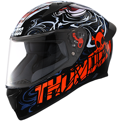 Studds Thunder D9 Decor With Spoiler Black N2 - bikerkart.com