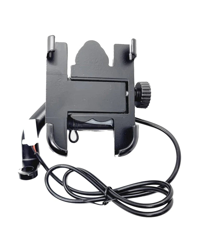 Mobile Phone Holder with USB Charger Waterproof Easy Adjustable Rear View Mirror Mount Solid Metal Cradle Stand Suitable for Bike & Mobile Phones 3.5" to 7.0" (Black)