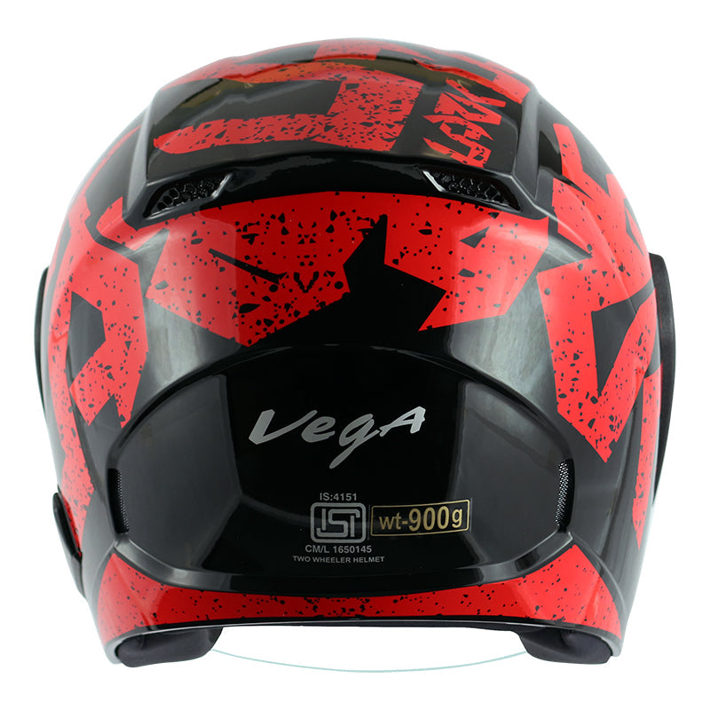 Vega Lark Victor Black Red Helmet - bikerkart.com