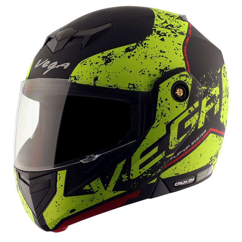 Vega Crux Dx Victor Dull Black Neon Yellow Helmet - bikerkart.com
