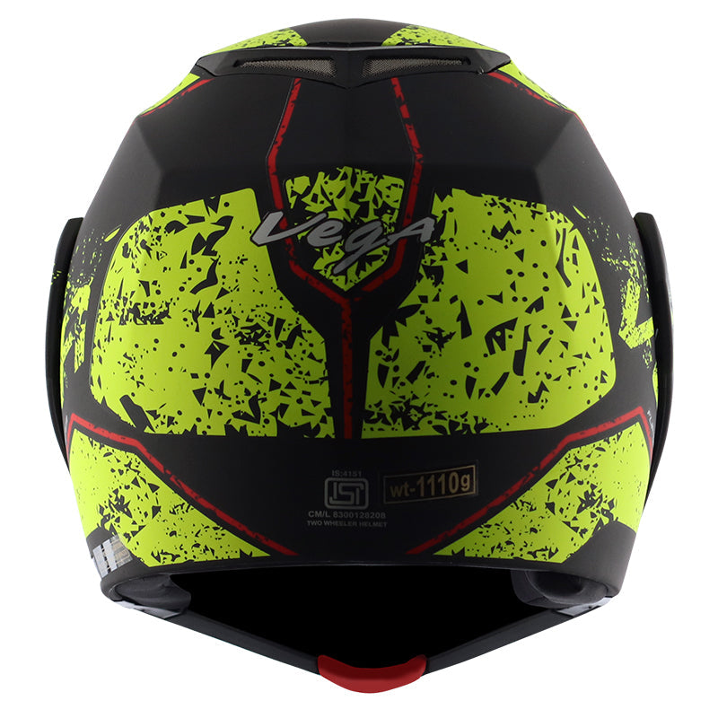 Vega Crux Dx Victor Dull Black Neon Yellow Helmet - bikerkart.com
