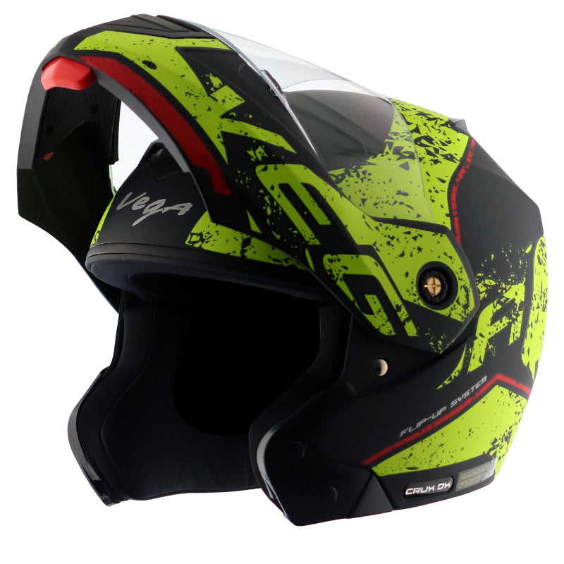 Vega Crux Dx Victor Dull Black Neon Yellow Helmet - bikerkart.com