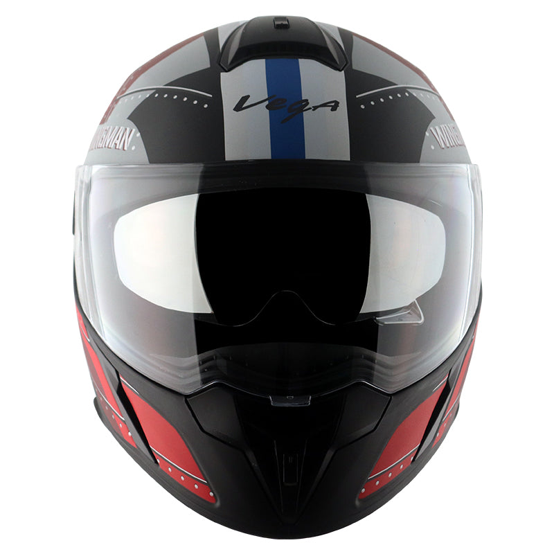 Vega Ryker D/V Wingman Dull Black Red Helmet - bikerkart.com