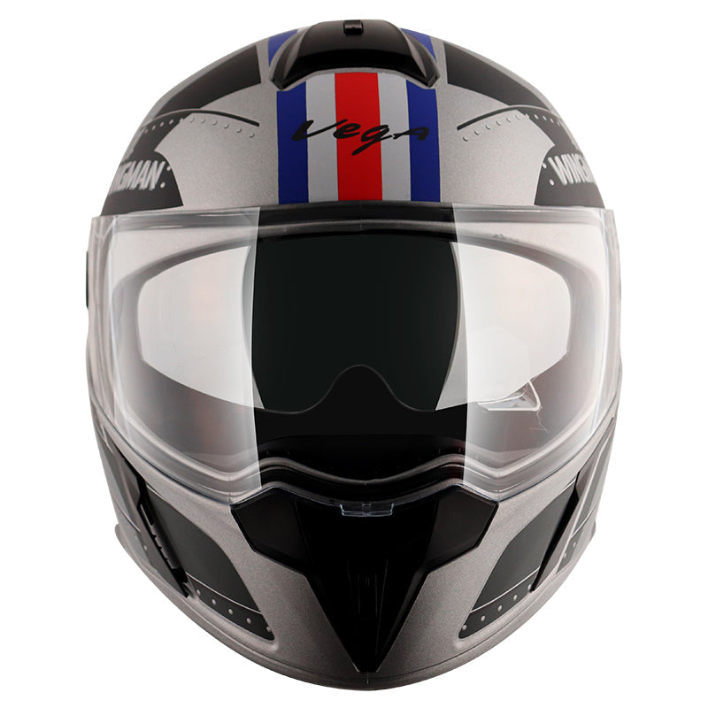 Vega Ryker D/V Wingman Dull Cool Grey Black Helmet - bikerkart.com