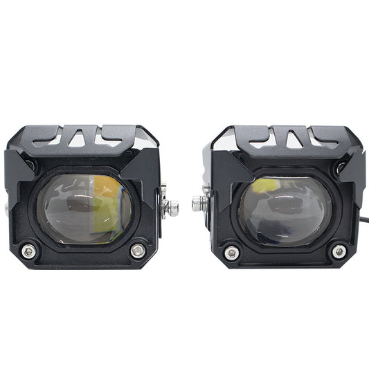 HJG Projector Box LED Fog light DUAL COLOUR ALL IN ONE LED FOG LIGHT 60W 12- 80V LIGHT FOR OFF ROAD SAFETY (Set of 2 with switch) - bikerkart.com