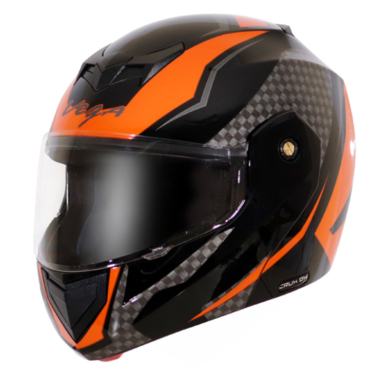 Vega Crux Dx Checks Black Orange Helmet - bikerkart.com