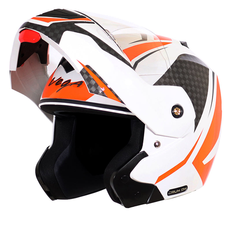 Vega Crux Dx Checks White Orange Helmet - bikerkart.com