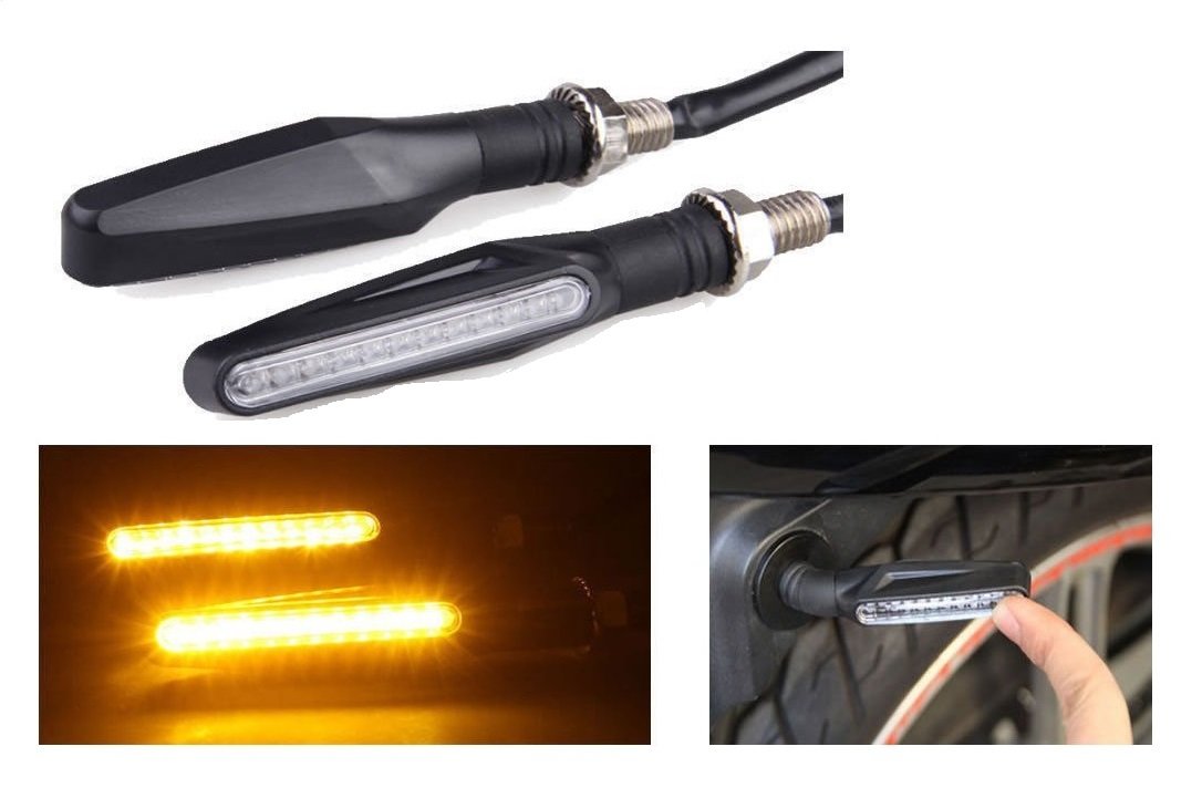 KTM Style Slim 12 LED Indicators Turning Signal lamps Blinkers Bulb Set of-2 UNIVERSAL FOR ALL BIKES (Bike Indicator Lights High Power Motorcycle) 100% Rubber Flexibility-(Yellow) - bikerkart.com