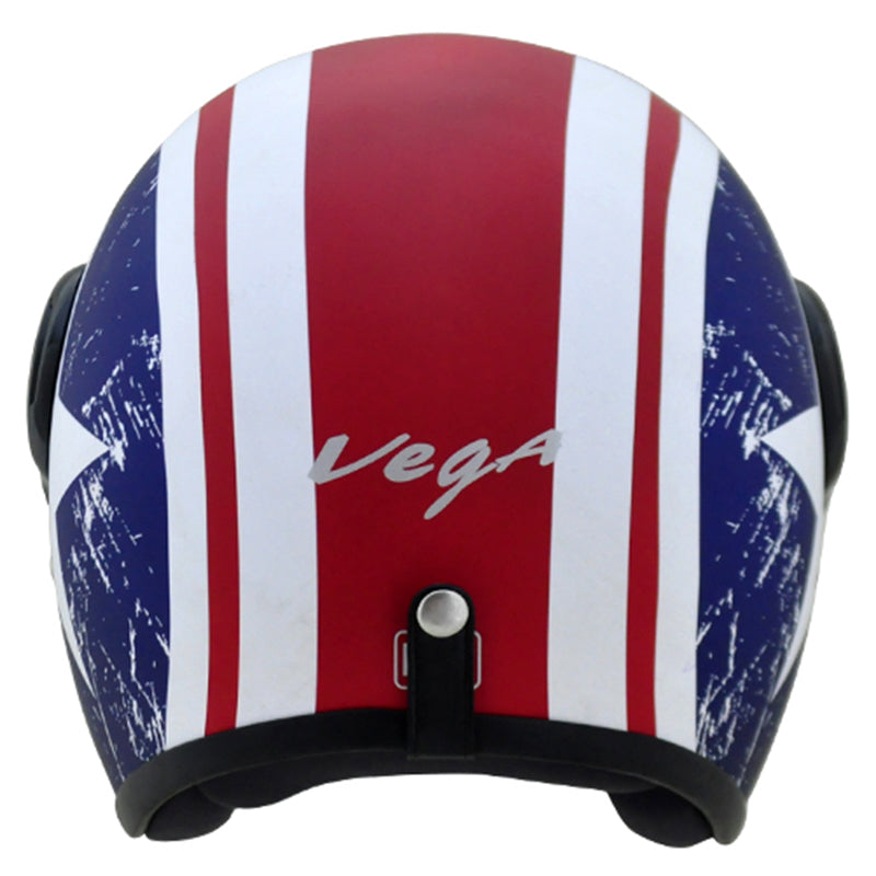 Vega JET Captain W/Visor Dull Red Metallic Blue Helmet - bikerkart.com