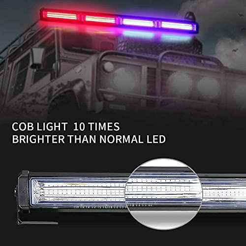 LED Red Blue Strobe Light Flasher Bar 24 inch Cob 42W LED Lights, Safety Flashing Red Blue Light Bars with Cigar Lighter for Bikes, Cars, Heavy Vehicles - bikerkart.com