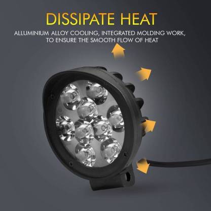 HJG 9 LED Cap Fog Light For Universal For Bike Universal For Car (Set of 2 with Switch) - bikerkart.com