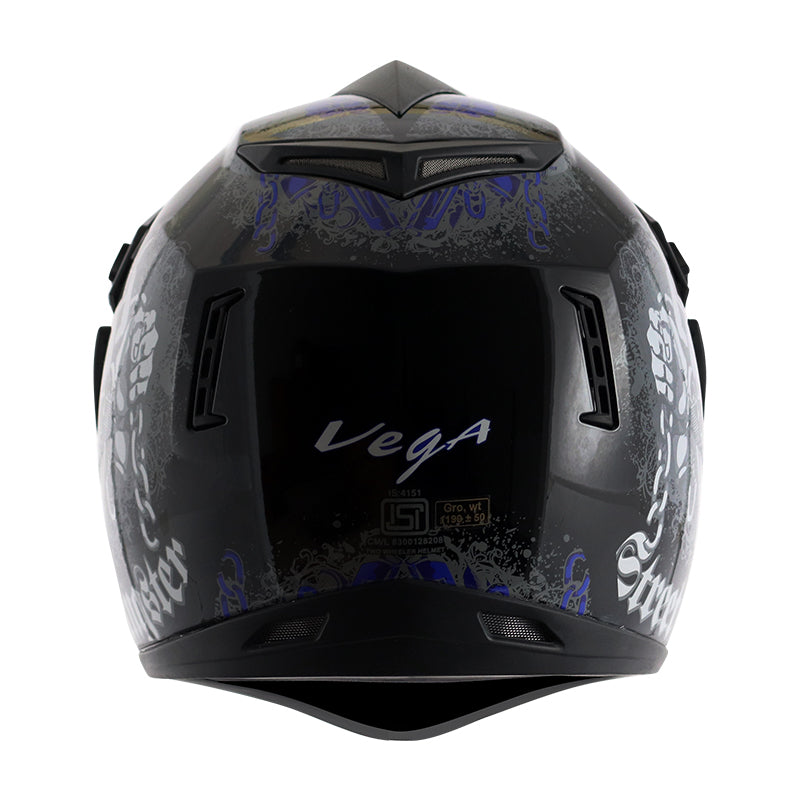 Vega Off Road D/V Gangster Black Blue Helmet - bikerkart.com