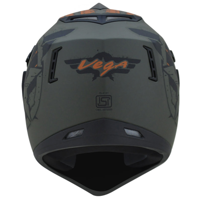 Vega Off Road D/V Secret Dull Green Black Helmet - bikerkart.com