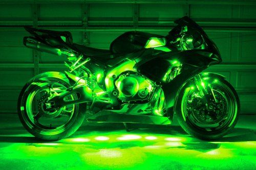 hjg Sunny Day GREEN IMPORTED Underglow PATCH LIGHTS (Front/Rear , Bike Body Lights) - PACK OF 4 - IP65 WATERPROOF DUSTPROOF SHOCKPROOF - Universal Decorative Light for all Motorbike, Car LED - bikerkart.com