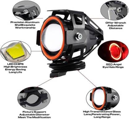 HJG Projector Angel Eyes LED Fog Light For Bike Universal For All Bike (1pc) - bikerkart.com