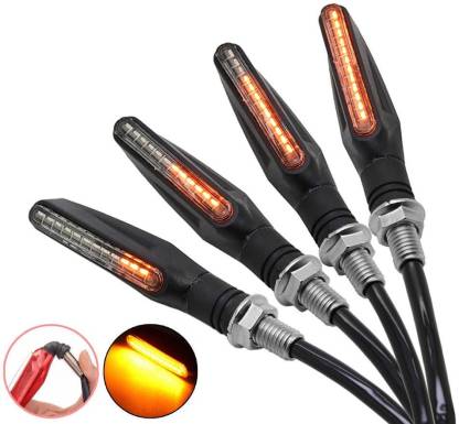 Running LED KTM Style Indicators for Universal All Bike Models (Amber, Pack of 4) - bikerkart.com
