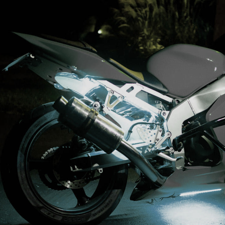 hjg Sunny Day WHITE IMPORTED Underglow PATCH LIGHTS (Front/Rear , Bike Body Lights) - PACK OF 4 - IP65 WATERPROOF DUSTPROOF SHOCKPROOF - Universal Decorative Light for all Motorbike, Car LED - bikerkart.com