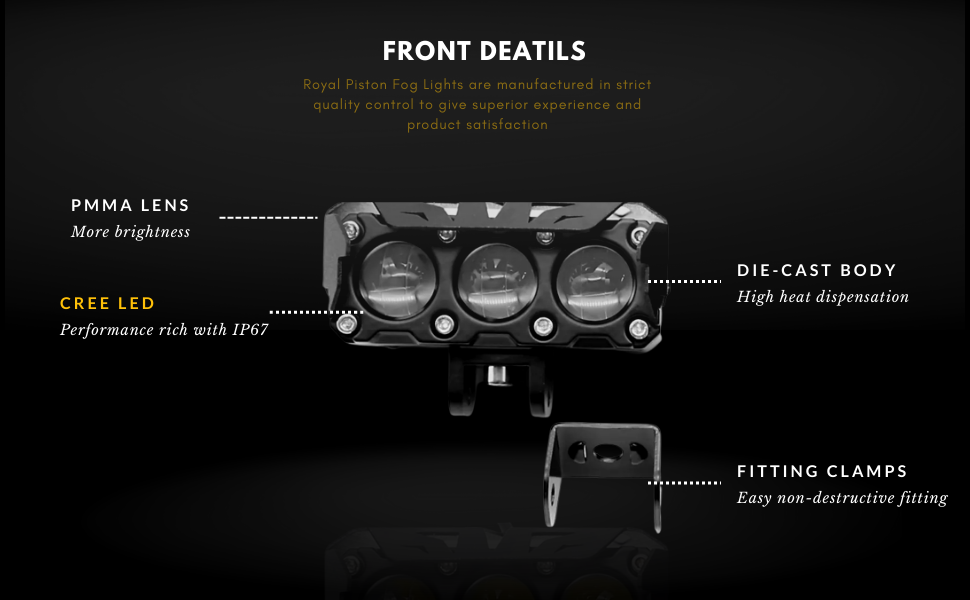 Original HJG Series of Premium Fog Light (3 Round LED HJG Fog Light, 60W per pc * 2 = 120W Total) White Yellow - bikerkart.com