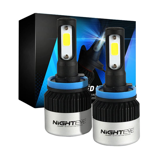 ORIGINAL NIGHTEYE H8/H9/H11/H16 LED Headlight Bulb for Car and Bike White, 90W, 2 Bulbs - 9000 Lumens ULTRA BRIGHT, Type H8/H9/H11/H16 - bikerkart.com