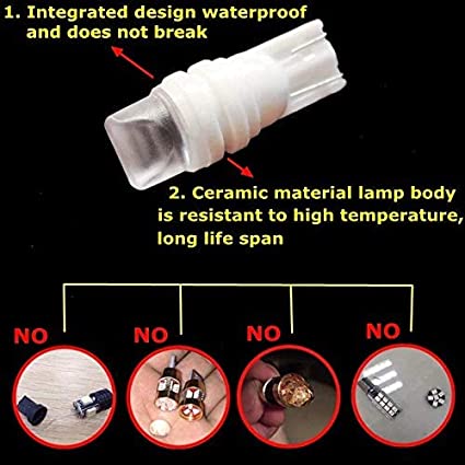 T10 Ceramic Case Parking LED Bulb (Set of 2) | White/Blue/Red/Green with Imported COB LED Chip Universal Fitment for Car and Bike - bikerkart.com