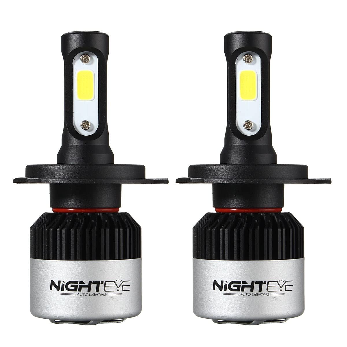 ORIGINAL NIGHTEYE H4 LED Headlight Bulb for Car and Bike White, 90W, 2 Bulbs - 9000 Lumens ULTRA BRIGHT, Type H4 - bikerkart.com