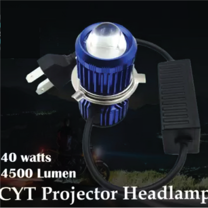 CYT ORIGINAL LED DC White/Yellow DUAL Power Headlight Bulb Universal For All Bikes, Motorcycle, Scooty (DC8V-48V, 40W) 3 Side H4 White/Yellow DUAL LED Headlight with Cooling Fan Head lamp Con - bikerkart.com