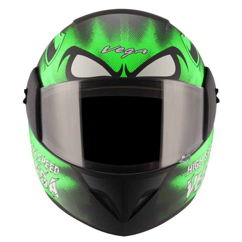 Vega Cliff Devil Black Neon Green Helmet - bikerkart.com