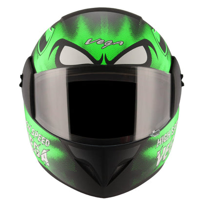 Vega Cliff Devil Black Neon Green Helmet - bikerkart.com