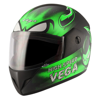 Vega Cliff Devil Black Neon Green Helmet - bikerkart.com